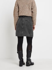 PixieGirl Petite Black Button Front Mini 100% Cotton Skirt - Image 3 of 5