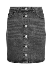 PixieGirl Petite Black Button Front Mini 100% Cotton Skirt - Image 5 of 5