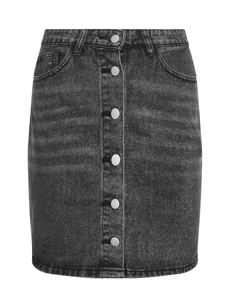 PixieGirl Petite Black Button Front Mini 100% Cotton Skirt - Image 5 of 5