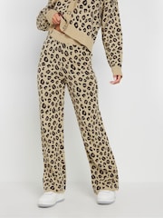 PixieGirl Petite Natural Leopard Print Wide Leg Trousers - Image 2 of 4