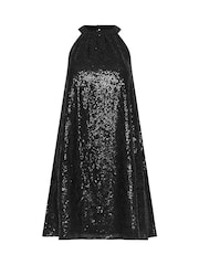 PixieGirl Petite Black Sequin Halter Swing Dress - Image 5 of 5