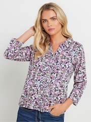 M&Co Pink Petite Floral Collared 100% Cotton Shirt - Image 1 of 5
