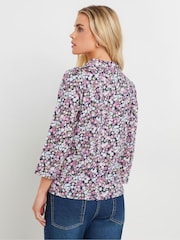 M&Co Pink Petite Floral Collared 100% Cotton Shirt - Image 2 of 5