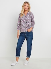 M&Co Pink Petite Floral Collared 100% Cotton Shirt - Image 3 of 5