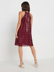 PixieGirl Petite Red Sequin Halter Swing Dress - Image 3 of 5