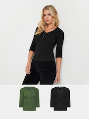 حزمة من 2 رداء علوي Henley وكُم طويل من PixieGirl Petite - Image 1 of 8