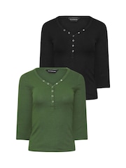 حزمة من 2 رداء علوي Henley وكُم طويل من PixieGirl Petite - Image 6 of 8