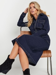 PixieGirl Petite Blue Patch Pocket Zip Denim Dress - Image 1 of 5