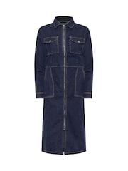 PixieGirl Petite Blue Patch Pocket Zip Denim Dress - Image 5 of 5