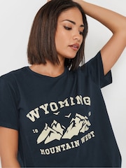 PixieGirl Petite Blue 100% Cotton Wyoming Short Sleeve T-Shirt - Image 4 of 5