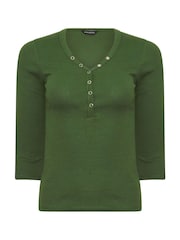 PixieGirl Petite Green Long Sleeve Henley Top - Image 5 of 5