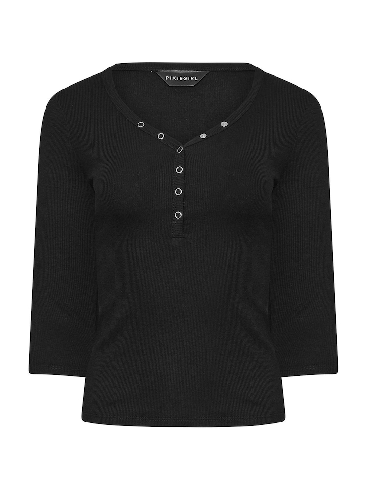 PixieGirl Petite Long Sleeve Henley Top - صورة 5 من 5