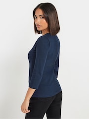 PixieGirl Petite Blue Long Sleeve Henley Top - Image 3 of 5