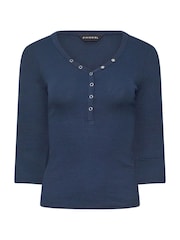 PixieGirl Petite Blue Long Sleeve Henley Top - Image 5 of 5