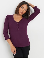 PixieGirl Petite Red Long Sleeve Henley Top - Image 1 of 5