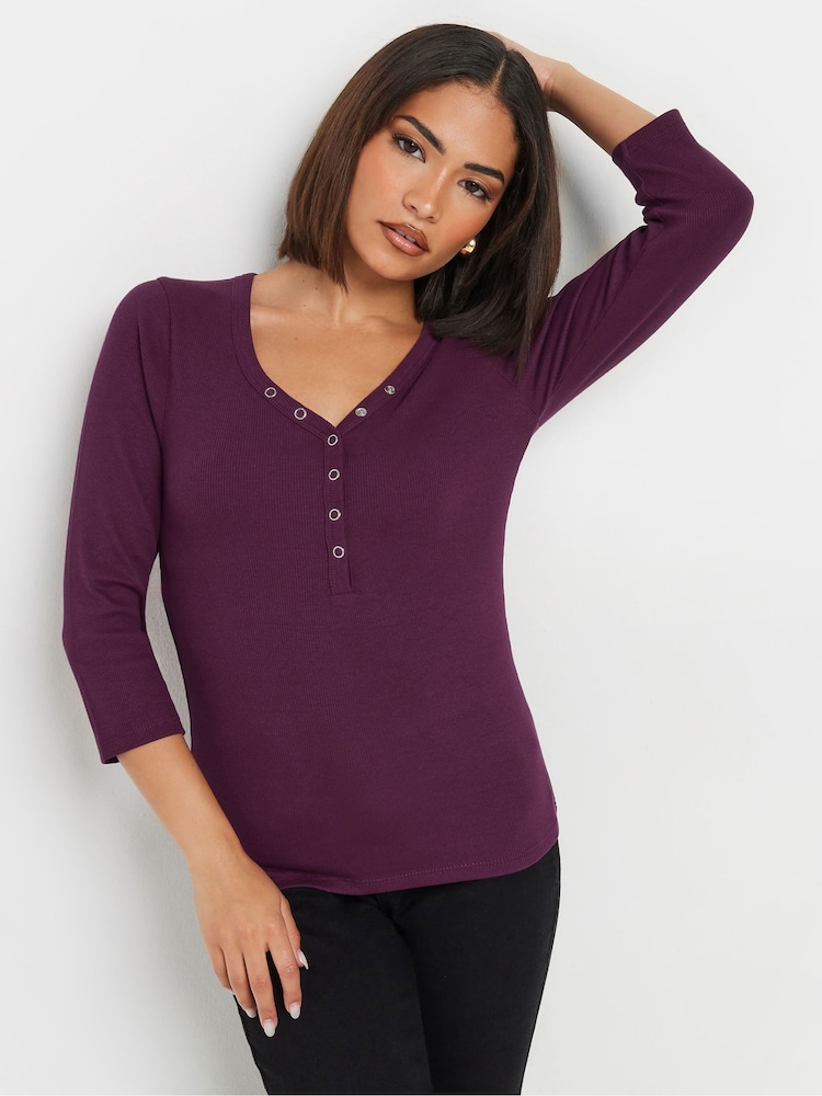 PixieGirl Petite Red Long Sleeve Henley Top - Image 1 of 5