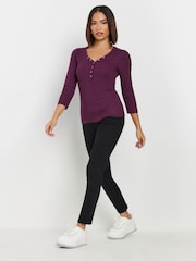 PixieGirl Petite Red Long Sleeve Henley Top - Image 2 of 5