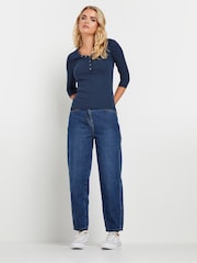 PixieGirl Petite Blue Long Sleeve Henley Tops 2 Pack - Image 2 of 8
