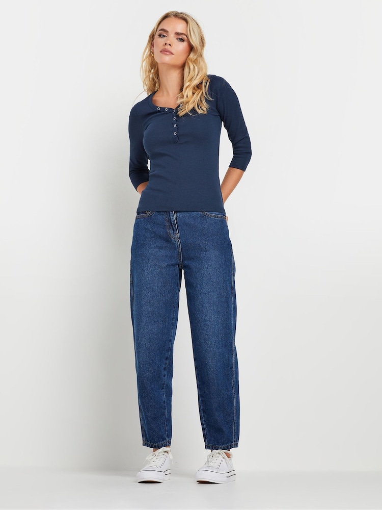 PixieGirl Petite Blue Long Sleeve Henley Tops 2 Pack - Image 2 of 8