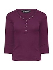 PixieGirl Petite Blue Long Sleeve Henley Tops 2 Pack - Image 7 of 8