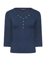PixieGirl Petite Blue Long Sleeve Henley Tops 2 Pack - Image 8 of 8