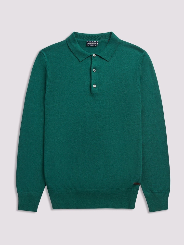 Duchamp Green Duchamp Long Sleeve Knit Polo Shirt - Image 1 of 5