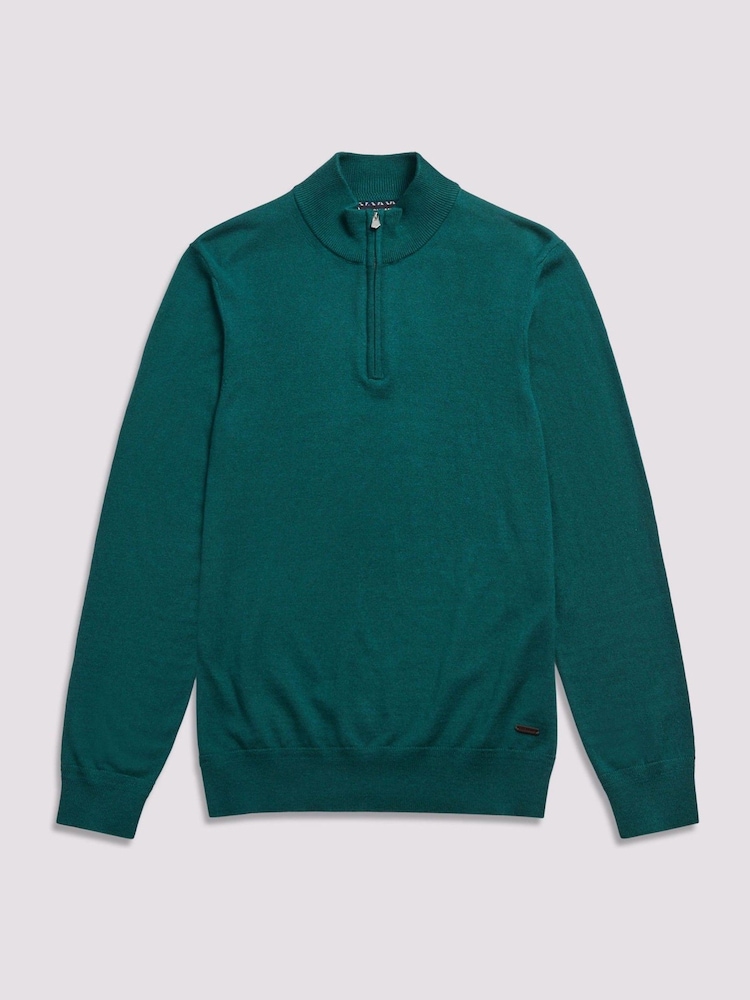 Duchamp Green Duchamp Quarter Zip Funnel Neck Black Jumper - Image 1 of 5