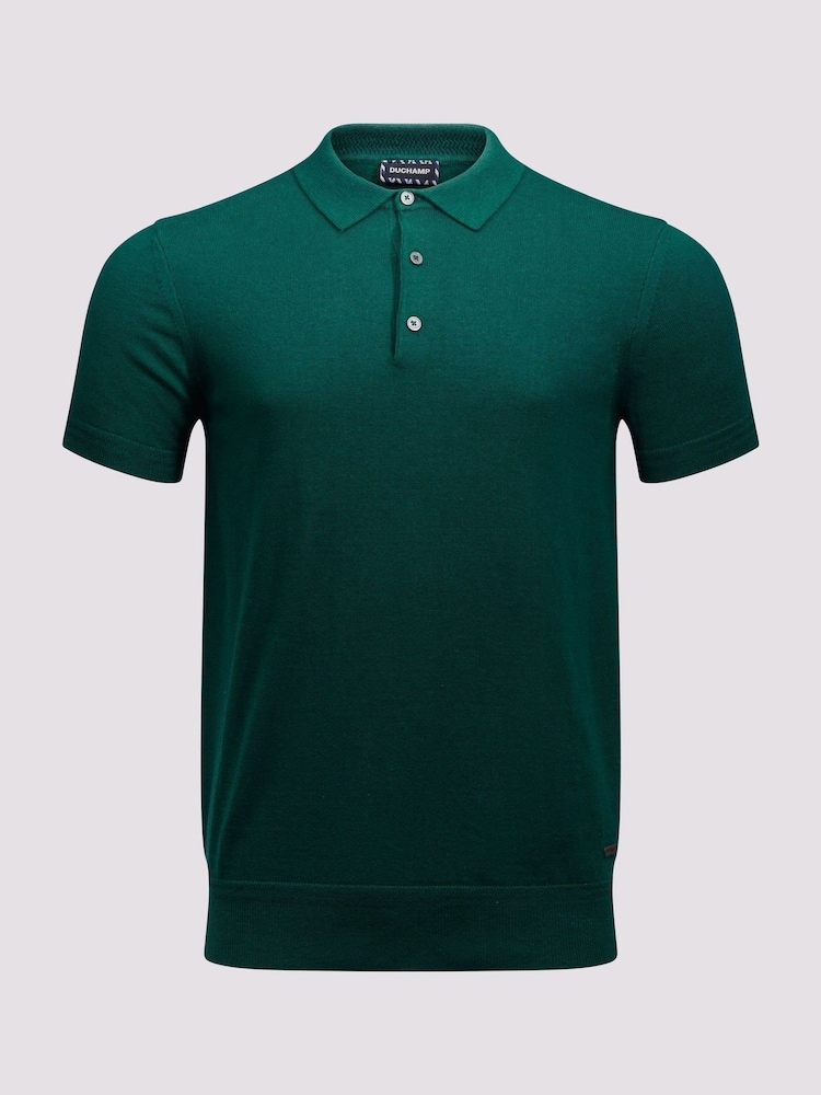 Verde - Duchamp Short Sleeve Knit Black Polo Shirt - Imagen 1 de 3