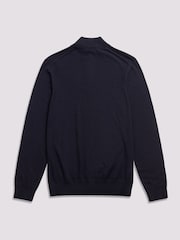 Duchamp Navy Blue Duchamp Quarter Zip Funnel Neck Black Jumper - Image 2 of 5