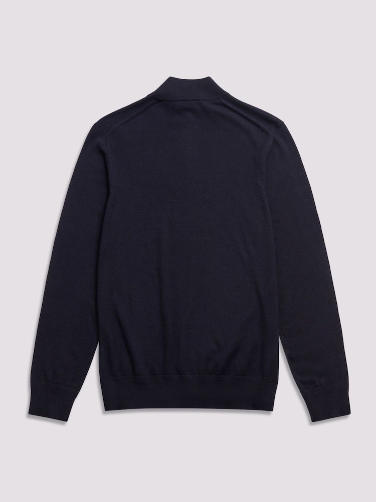 Duchamp Navy Blue Duchamp Quarter Zip Funnel Neck Black Jumper - Image 2 of 5