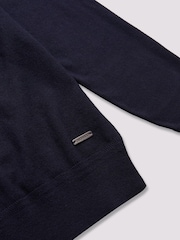 Duchamp Navy Blue Duchamp Quarter Zip Funnel Neck Black Jumper - Image 4 of 5
