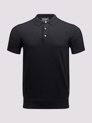 Negro - Duchamp Short Sleeve Knit Black Polo Shirt - Imagen 1 de 3
