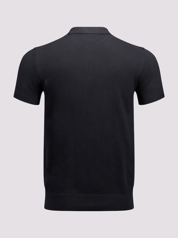 Negro - Duchamp Short Sleeve Knit Black Polo Shirt - Imagen 2 de 3
