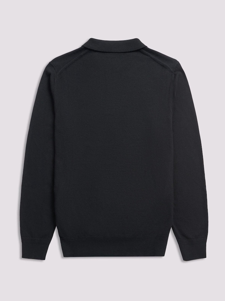 Duchamp Black Duchamp Long Sleeve Knit Polo Shirt - Image 2 of 5 Duchamp Black Duchamp Long Sleeve Knit Polo Shirt - Image 2 of 5