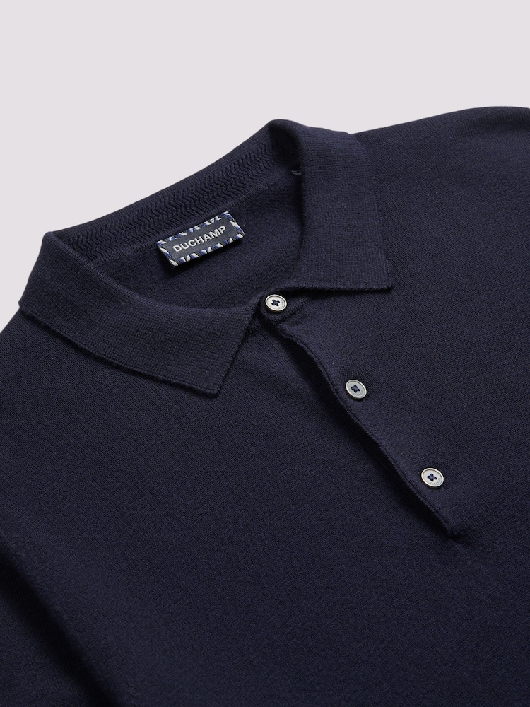 Duchamp Blue Duchamp Long Sleeve Knit Polo Shirt - Image 4 of 5