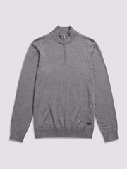 Duchamp Grey Duchamp Quarter Zip Funnel Neck Black Jumper - Image 1 of 5