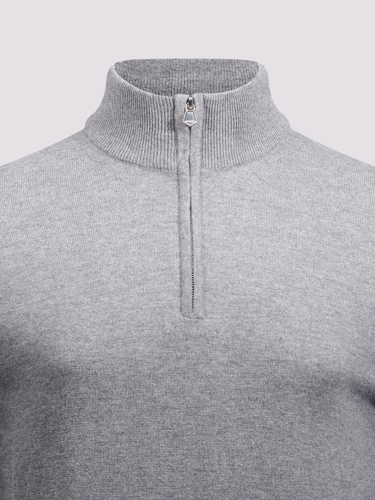 Duchamp Grey Duchamp Quarter Zip Funnel Neck Black Jumper - Image 3 of 5