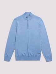 Duchamp Light Blue Duchamp Quarter Zip Funnel Neck Black Jumper - Image 1 of 5