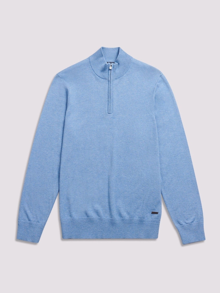 Duchamp Light Blue Duchamp Quarter Zip Funnel Neck Black Jumper - Image 1 of 5