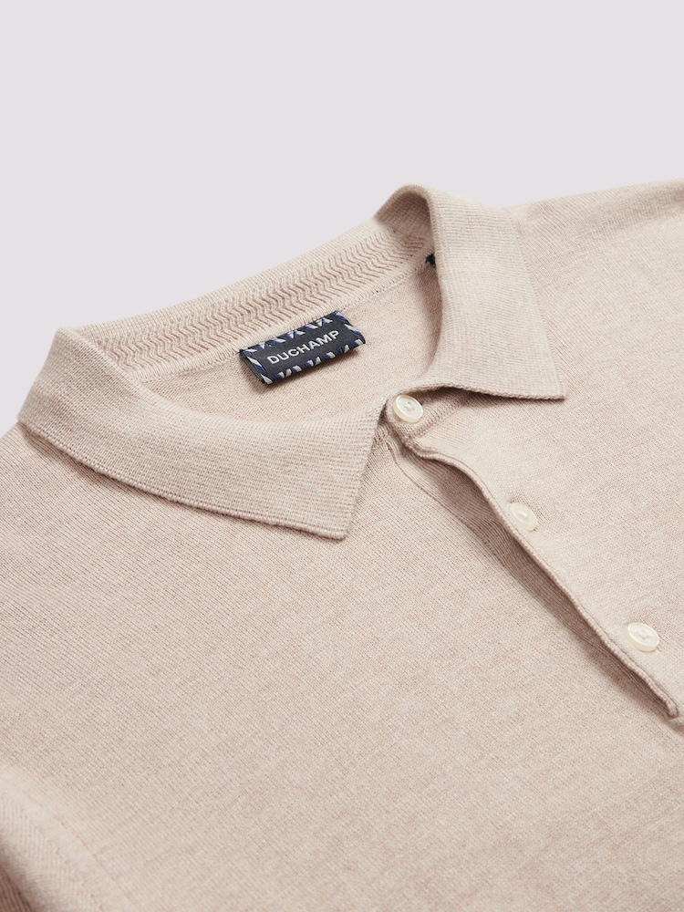Duchamp Cream Duchamp Long Sleeve Knit Polo Shirt - Image 3 of 5