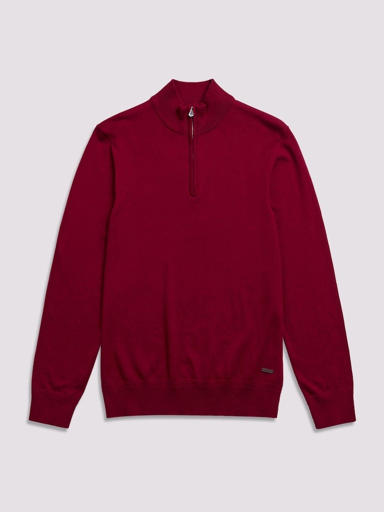 Duchamp Red Duchamp Quarter Zip Funnel Neck Black Jumper - Image 1 of 5
