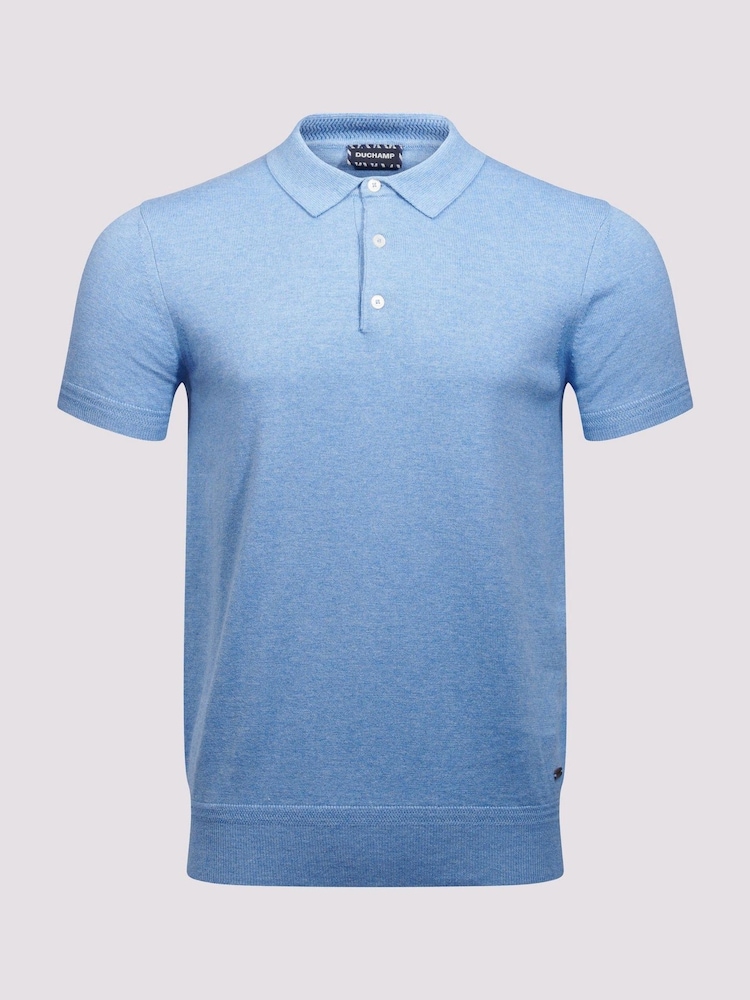 Azul oscuro - Duchamp Short Sleeve Knit Black Polo Shirt - Imagen 1 de 3
