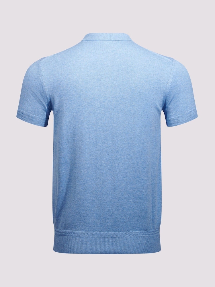 Azul oscuro - Duchamp Short Sleeve Knit Black Polo Shirt - Imagen 2 de 3