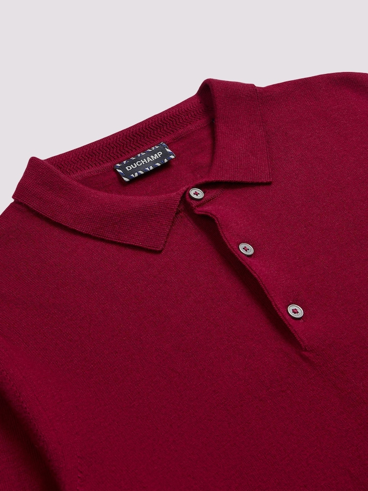 Duchamp Red Duchamp Long Sleeve Knit Polo Shirt - Image 3 of 5