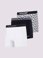 Duchamp Blue Duchamp Blue Monogram Print Cotton Boxer Briefs 3 Pack - Image 1 of 4