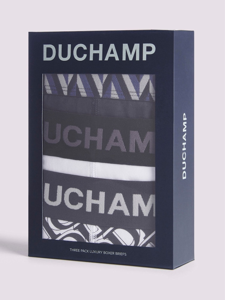 Duchamp Blue Duchamp Blue Monogram Print Cotton Boxer Briefs 3 Pack - Image 2 of 4