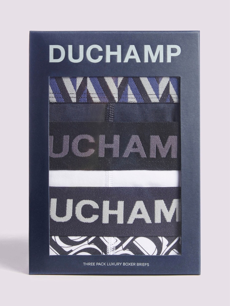 Duchamp Blue Duchamp Blue Monogram Print Cotton Boxer Briefs 3 Pack - Image 4 of 4