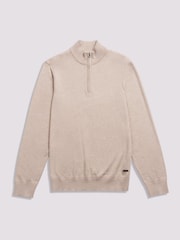 Duchamp Dark Grey Duchamp Quarter Zip Funnel Neck Black Jumper - Image 1 of 5