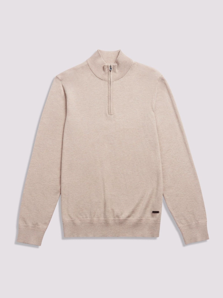Duchamp Dark Grey Duchamp Quarter Zip Funnel Neck Black Jumper - Image 1 of 5