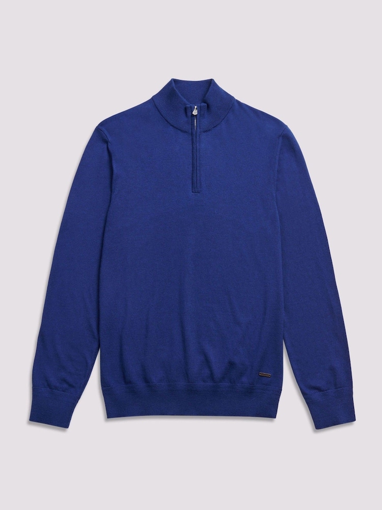 Duchamp Blue Duchamp Quarter Zip Funnel Neck Black Jumper - Image 1 of 5